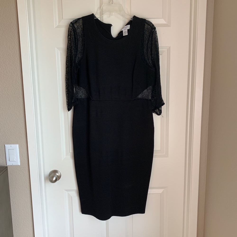 Black Cocktail Dress with Lace cutouts